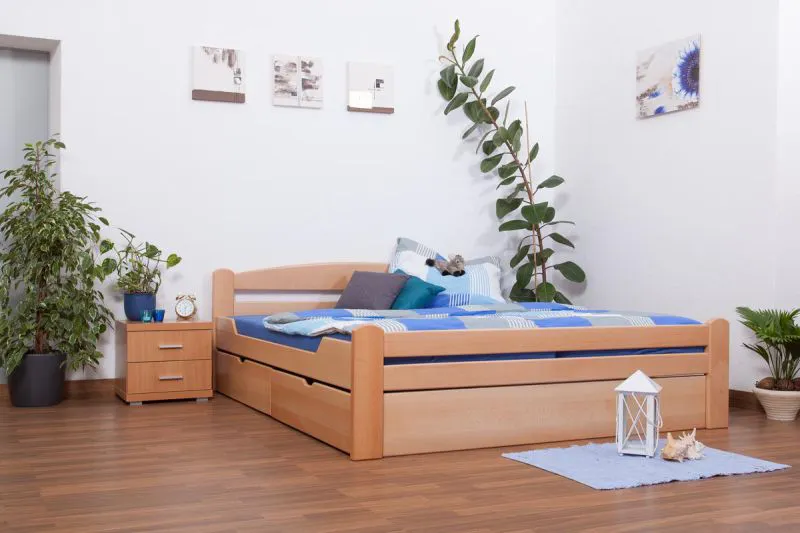 Ausziehbett 180 x 200 cm Buche Natur mit 2 Schublade(n) Abbildung