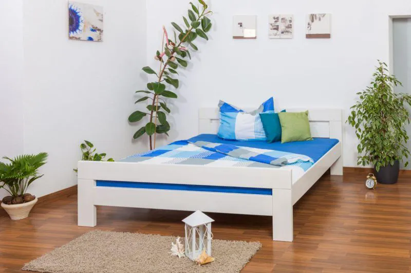 Massivholz Bettgestell Buche 180 x 200 cm Weiß Abbildung