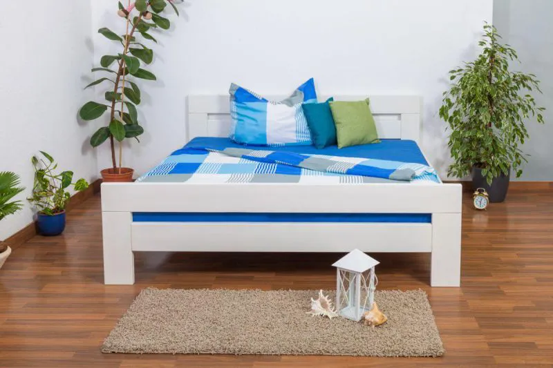 Bett Buche 180 x 200 cm Weiß Abbildung