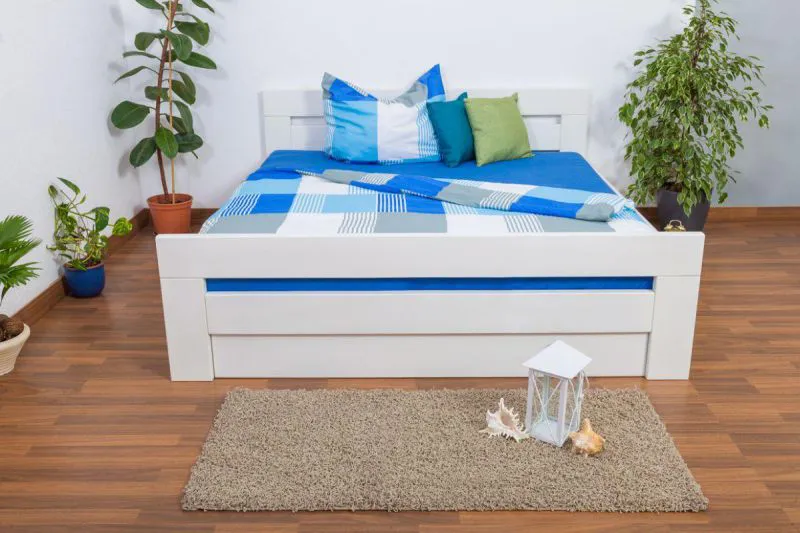 Buche Massivholz Bettgestell 180 x 200 cm Weiß Abbildung