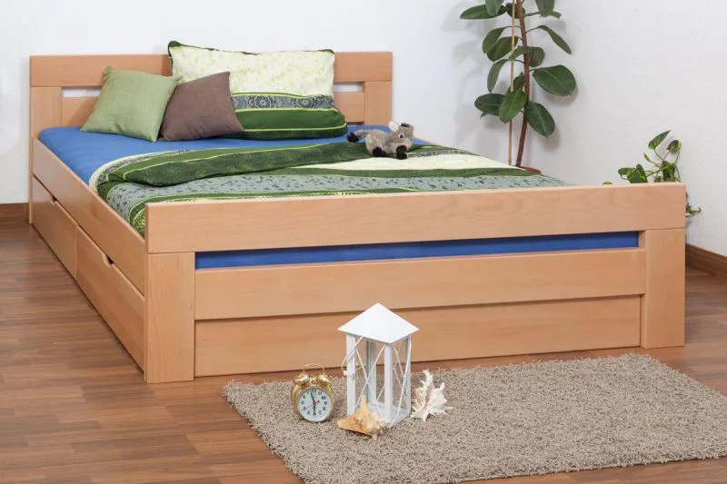 Bett 180 x 200 cm Buche massiv Natur Abbildung