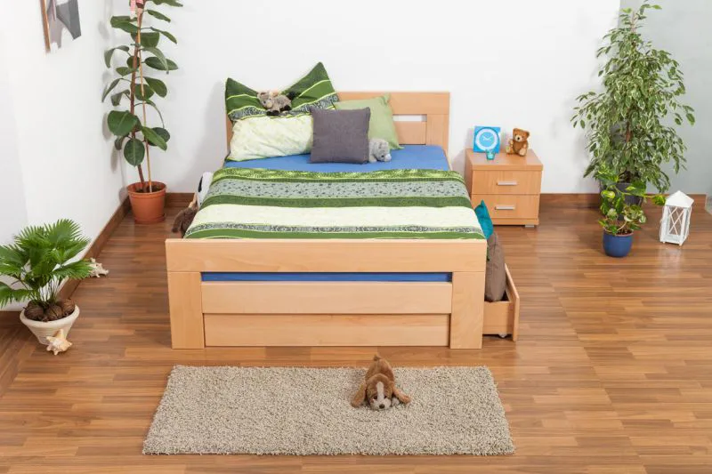 Massivholz Bettgestell Buche 140 x 200 cm Natur Abbildung