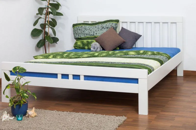 Buche Bett 180 x 200 cm Weiß Abbildung