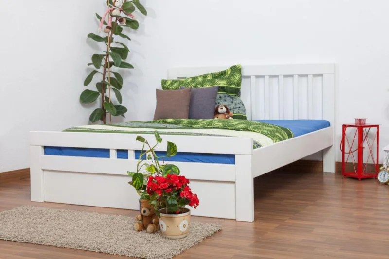 Massivholz Bettgestell Buche 160 x 200 cm Weiß Abbildung