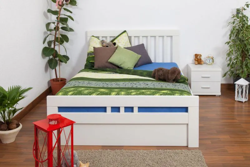 Bett Buche 140 x 200 cm Weiß Abbildung