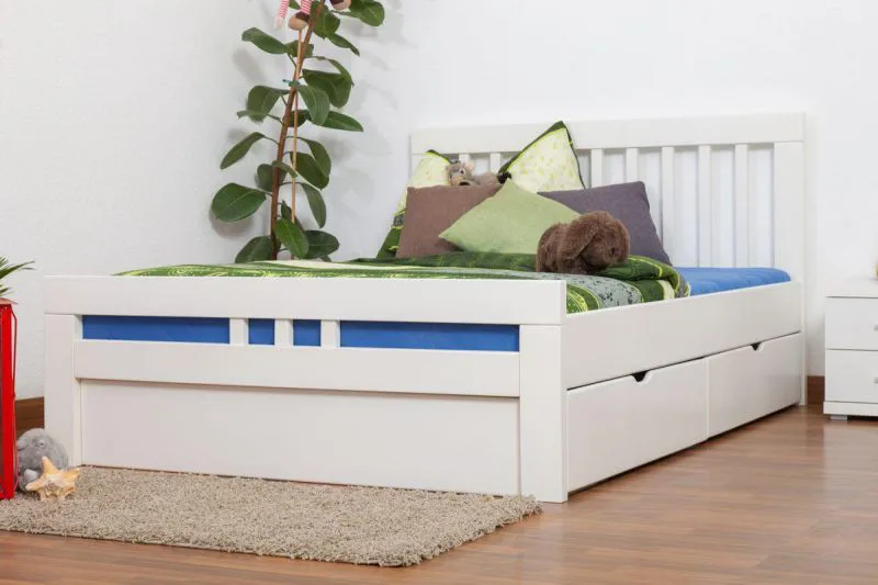 Bettgestell Buche 140 x 200 cm Weiß Abbildung