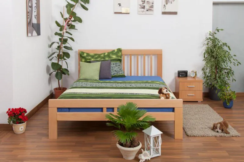 Holzbett Bettgestell Buche 160 x 200 cm Natur Abbildung