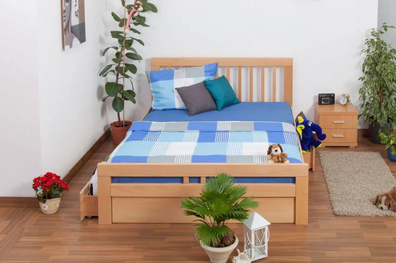 Buche Holzbett Bettgestell 160 x 200 cm Natur Abbildung