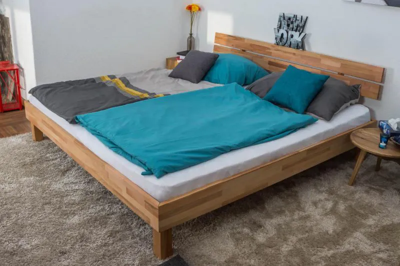 Massivholz Bettgestell Kernbuche 200 x 200 cm geölt Abbildung