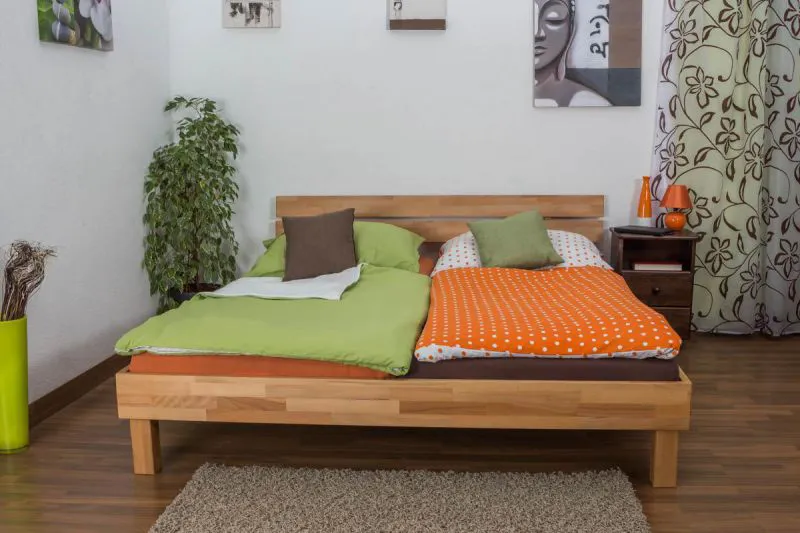 Holzbett 180 x 200 cm Kernbuche massiv geölt Abbildung
