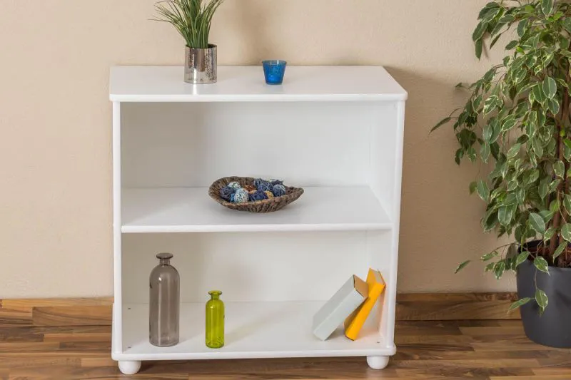 Bücherregal - 80 cm breit, Kiefer Holz-Massiv, Farbe: Weiß Abbildung