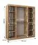 Schiebetürenschrank / Kleiderschrank Jan 04B mit Spiegel, Farbe: Schwarz / Eiche Sonoma - Abmessungen: 200 x 180 x 62 cm ( H x B x T)