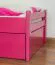 Einzelbett / Gästebett "Easy Premium Line" K1/2h inkl. 2. Liegeplatz und 2 Abdeckblenden, 90 x 200 cm Buche Vollholz massiv rosa lackiert
