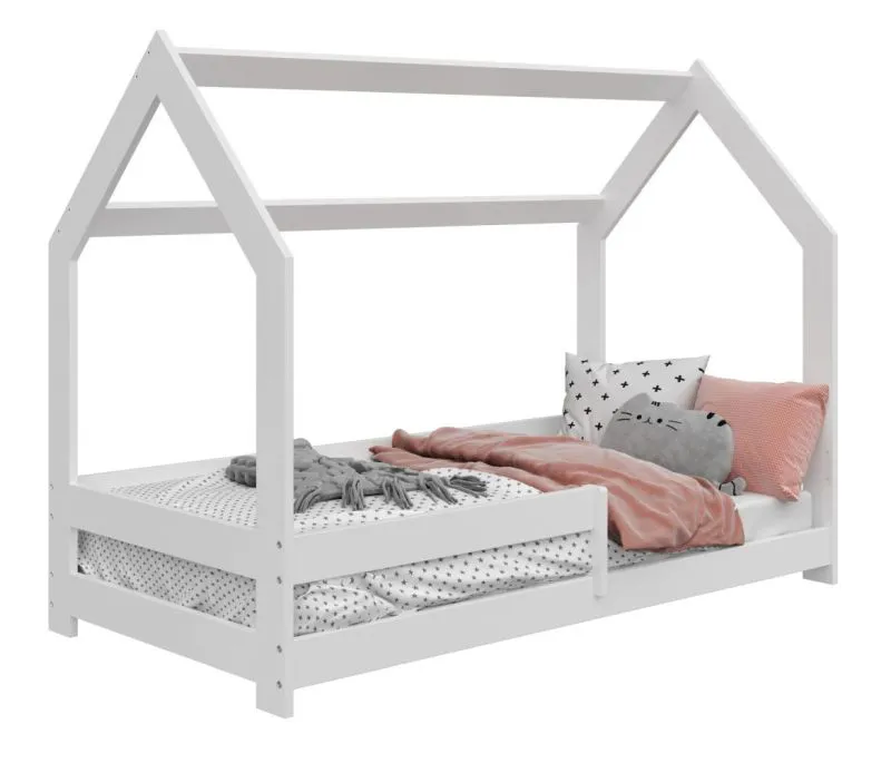 Bettrahmen für Kinder / Kinderbett 80 x 160 cm | Massivholz: Kiefer | Weiß Lackiert Abbildung