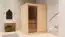 Sauna "Niilo" SET mit graphitfarbener Tür - Farbe: Natur, Ofen BIO 9 kW - 151 x 151 x 198 cm (B x T x H)