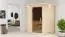 Sauna "Eetu" SET mit graphitfarbener Tür und Kranz - Farbe: Natur, Ofen BIO 9 kW - 165 x 165 x 202 cm (B x T x H)