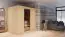 Sauna "Veli" SET mit graphitfarbener Tür - Farbe: Natur, Ofen 9 kW - 196 x 151 x 198 cm (B x T x H)