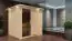 Sauna "Aleksi" SET mit graphitfarbener Tür und Kranz - Farbe: Natur, Ofen 9 kW - 210 x 210 x 202 cm (B x T x H)