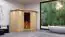 Sauna "Tjara 2" SET mit graphitfarbener Tür und Kranz - Farbe: Natur, Ofen BIO 9 kW - 264 x 198 x 212 cm (B x T x H)