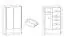Kleiderschrank mit zwei Schubladen und sechs Fächern Anfield 05, Farbe: Weiß Hochglanz - Abmessungen: 214 x 134 x 62 cm (H x B x T)
