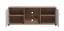 TV-Schrank / TV-Möbel mit zwei Türen Kanjiza 02, Farbe: Eiche Flagstaff / Weiß / Weiß Hochglanz, zwei Kabeldurchführungen, Maße: 59,5 x 157 x 40 cm, sechs Fächer
