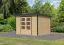 Gartenhaus mit Pultdach, nordische Fichte naturbelassen/anthrazit, stahlverstärkte Ecken, Trapezblechdach, robust, Zylinderschloss, 2,98x2,42 m