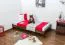 Kinderbett / Jugendbett Kiefer Vollholz massiv Nussfarben A10, inkl. Lattenrost - Abmessung 90 x 200 cm