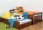 Kinderbett / Jugendbett "Easy Premium Line" K1/2h inkl. 2. Liegeplatz und 2 Abdeckblenden, 90 x 200 cm Buche Vollholz massiv dunkelbraun lackiert