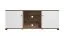 TV-Schrank / TV-Möbel mit zwei Türen Kanjiza 02, Farbe: Eiche Flagstaff / Weiß / Weiß Hochglanz, zwei Kabeldurchführungen, Maße: 59,5 x 157 x 40 cm, sechs Fächer