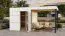 Gartenhaus Lounge Frankfurt 01 mit Dachanbau | Elementgartenhaus | HPL-Fassadenplatten | Weiß / Anthrazit | Schleppdach | Grundfläche 10,5 m²