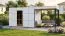 Gartenhaus Lounge Frankfurt 02 mit Dachanbau | Schleppdach | HPL-Fassadenplatten | Grundfläche 13,12 m² | Weiß / Anthrazit | Elementgartenhaus