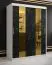 Stylischer Kleiderschrank mit genügend Stauraum Hochfeiler 09, Farbe: Weiß / Schwarzer Marmor - Abmessungen: 200 x 150 x 62 cm (H x B x T), mit zwei Spiegel und fünf Fächern