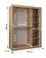 Kleiderschrank / Schiebetürenschrank Lagginhorn 11, Farbe: Schwarz, eine Spiegeltür, 1,5 Meter breit, fünf Fächer, Aluminiumschienen, zwei Kleiderstangen