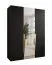 Drehtürenschrank / Kleiderschrank | Farbe: Schwarz | 1 Spiegeltür | Griffe: Gold | 2 Fächer | Soft-Close | 2 Kleiderstangen | Maße: 150 x 52 x 202 cm | ABS