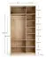 Falttür / Kleiderschrank | Farbe: Beige / Eiche | 2 Türen | inkl. LED-Beleuchtung | Griffe: Schwarz | 124 x 60 x 240 cm | eine Kleiderstange | 10 Fächer