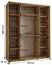 Kleiderschrank Mina mit Schiebetüren in Eiche/Schwarz gehalten, moderne Optik, viel Stauraum, Lamellen in Eiche, Anti Staubbürsten, 235,2 x 190 x 60 cm