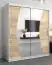 Schiebetürenschrank / Kleiderschrank Combin 04 mit Spiegel, Farbe: Weiß matt / Eiche Sonoma - Abmessungen: 200 x 180 x 62 cm (H x B x T)