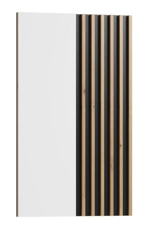 Spiegel Cikarang 04, Farbe: Schwarz / Eiche - Abmessungen: 110 x 67 x 4 cm (H x B x T)