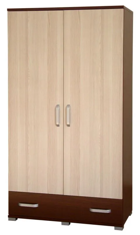 90 cm breiter Kleiderschrank mit 2 Türen | Farbe: Nuss Abbildung