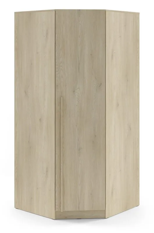 Eckkleiderschrank | 2 Türen | 2 Kleiderstangen | 6 Fächer | Farbe: Eiche Cremona | 95 x 95 x 210 cm | ABS-Kanten | Edegem 04