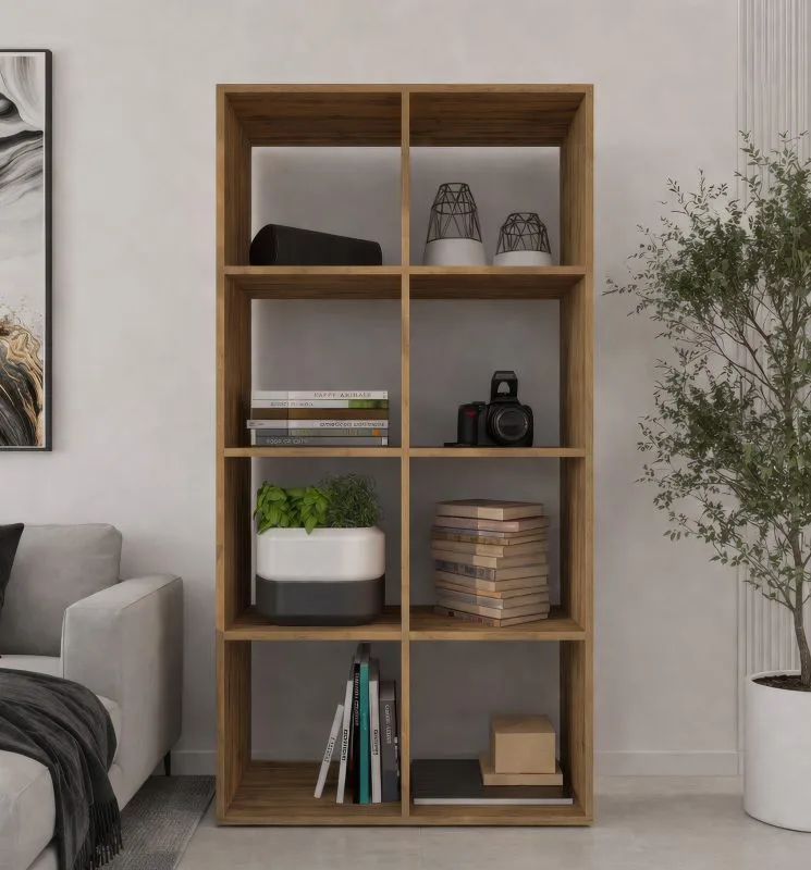 Regal Vinklo 2 | Farbe: Appalachian Eiche | offenes Regalsystem | 72 x 30 x 142,4 cm | 6 große quadratische Fächer | Wohnzimmer | Garderobe