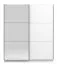 Heller Kleiderschrank mit einer Spiegeltür Kule 06, Farbe: Weiß, Schiebetürenschrank, modernes Design, eine Kleiderstange, sechs Fächer, Maße: 210 x 179 x 62,5 cm