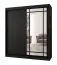 Kleiderschrank / Schiebetürenschrank | Schwarz Matt | dekorative Spiegeltür | 180 x 62 x 200 | 10 Fächer | 2 Kleiderstangen | Moderne Details