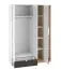 Kleiderschrank mit drei Türen Mackinac 01, Farbe: Weiß / Eiche / Grafit matt, Soft-Close-System, ABS-Kantenschutz, Maße: 196 x 138 x 53 cm, mit einer Schublade und 11 Fächer