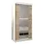 Schiebetürenschrank / Kleiderschrank mit Spiegel Tomlis 01A, Farbe: Weiß matt / Eiche Sonoma - Abmessungen: 200 x 100 x 62 cm (H x B x T)