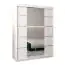 Schiebetürenschrank / Kleiderschrank Jan 03D mit Spiegel, Farbe: Weiß matt - Abmessungen: 200 x 150 x 62 cm (H x B x T)