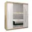 Schiebetürenschrank / Kleiderschrank mit Spiegel Tomlis 04A, Farbe: Eiche Sonoma / Weiß matt - Abmessungen: 200 x 180 x 62 cm (H x B x T)