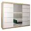 Schiebetürenschrank / Kleiderschrank Jan 06B mit Spiegel, Farbe: Eiche Sonoma / Weiß matt - Abmessungen: 200 x 250 x 62 cm ( H x B x T)