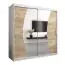 Schiebetürenschrank / Kleiderschrank Combin 05 mit Spiegel, Farbe: Weiß matt / Eiche Sonoma - Abmessungen: 200 x 200 x 62 cm (H x B x T)