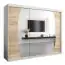 Schiebetürenschrank / Kleiderschrank Calvitero 06 mit Spiegel, Farbe: Weiß matt / Eiche Sonoma - Abmessungen: 200 x 250 x 62 cm ( H x B x T)